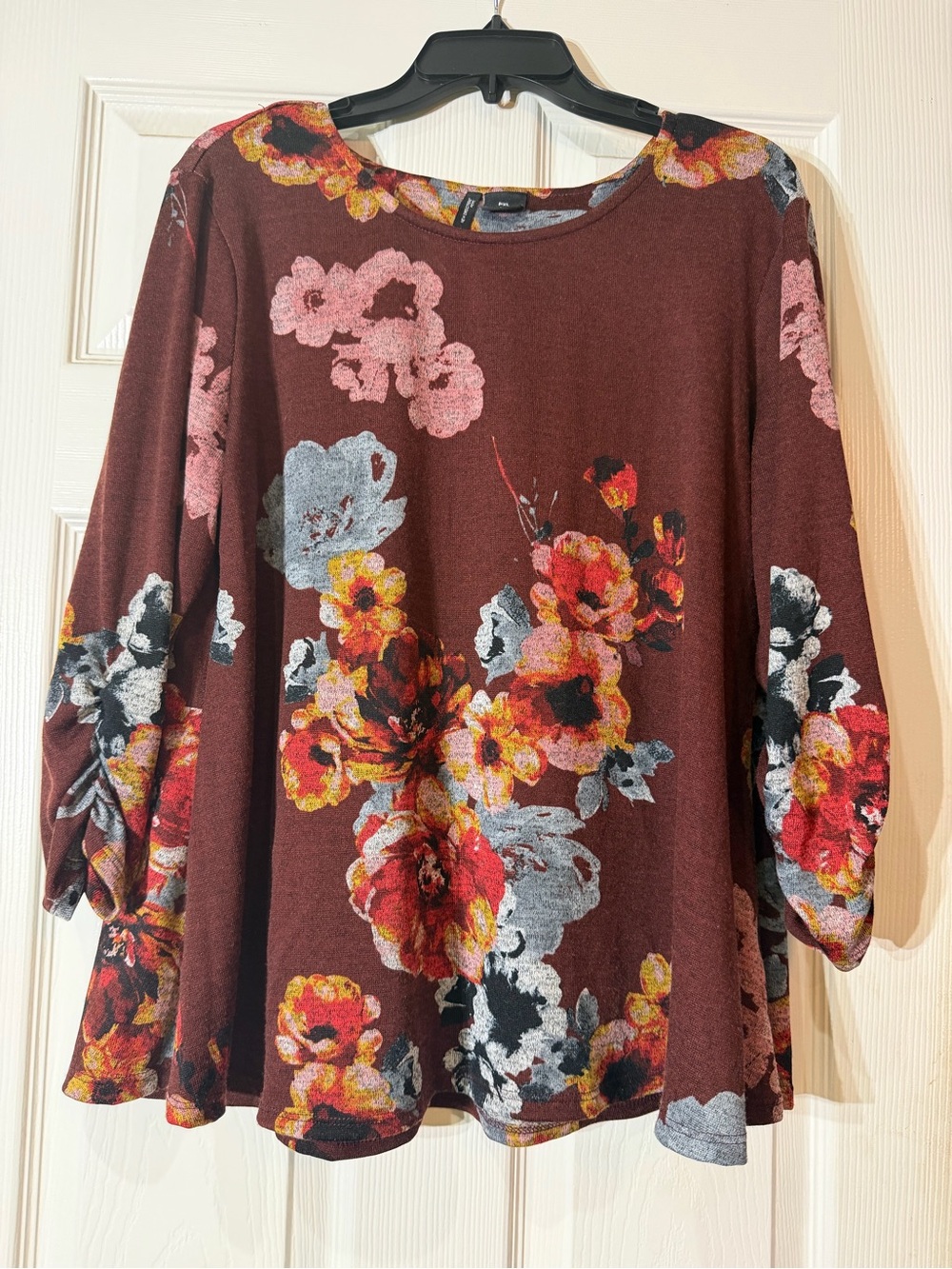 new directions Burgundy Floral Swing Tunic